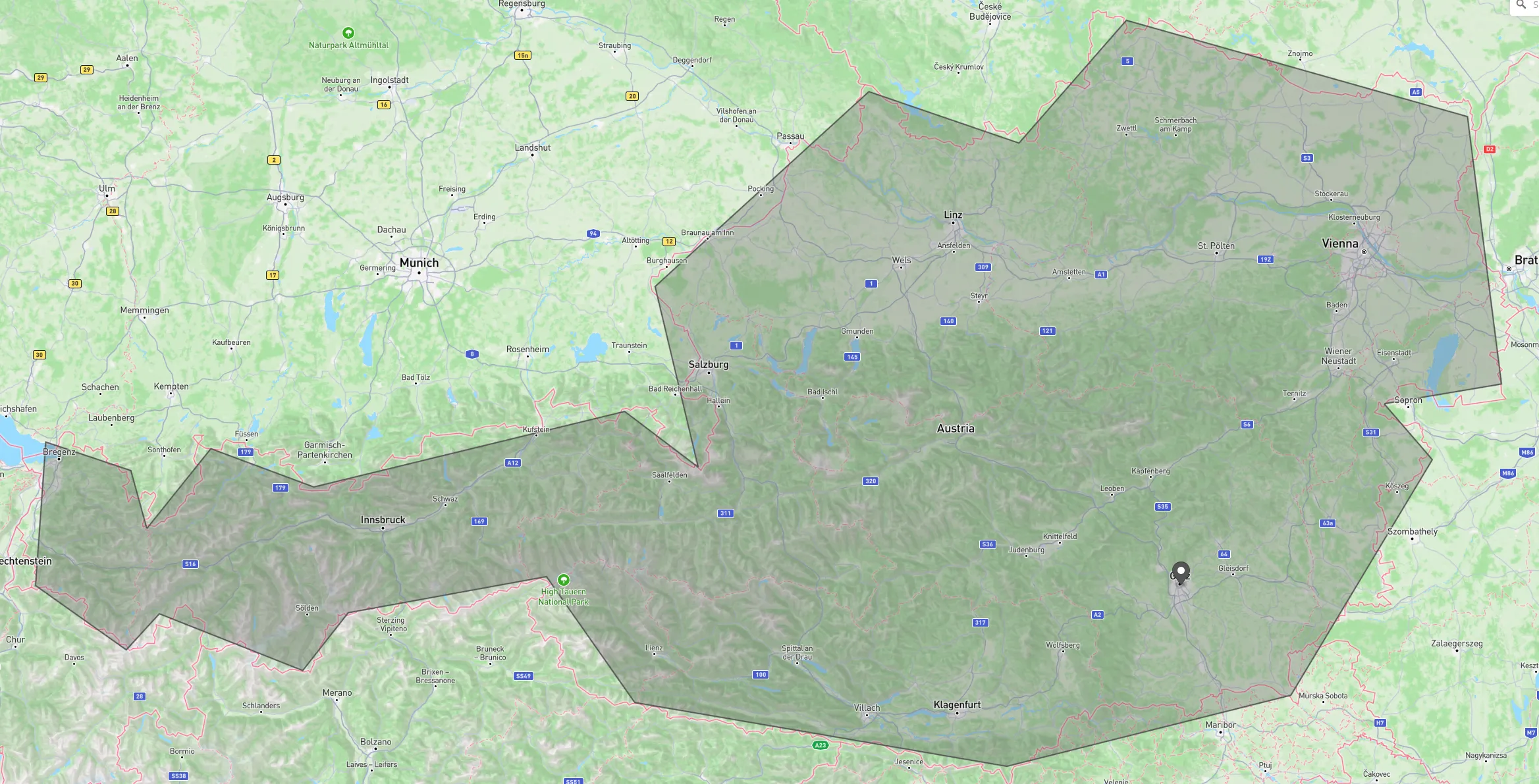 Party 0 location and public polygon